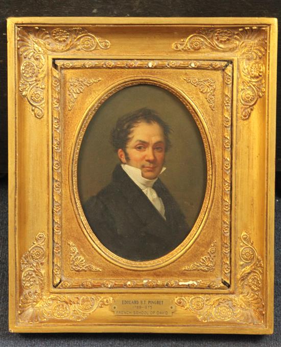 Édouard Pingret (1788-1875) Self portrait 8.5 x 6.5in., framed to the oval